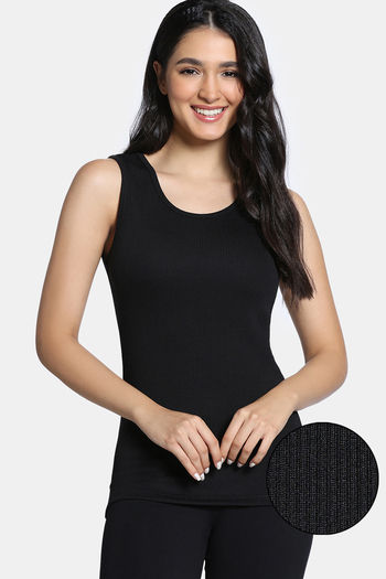 Buy Zivame Knit Poly Thermal Spaghetti Top - Black Beauty